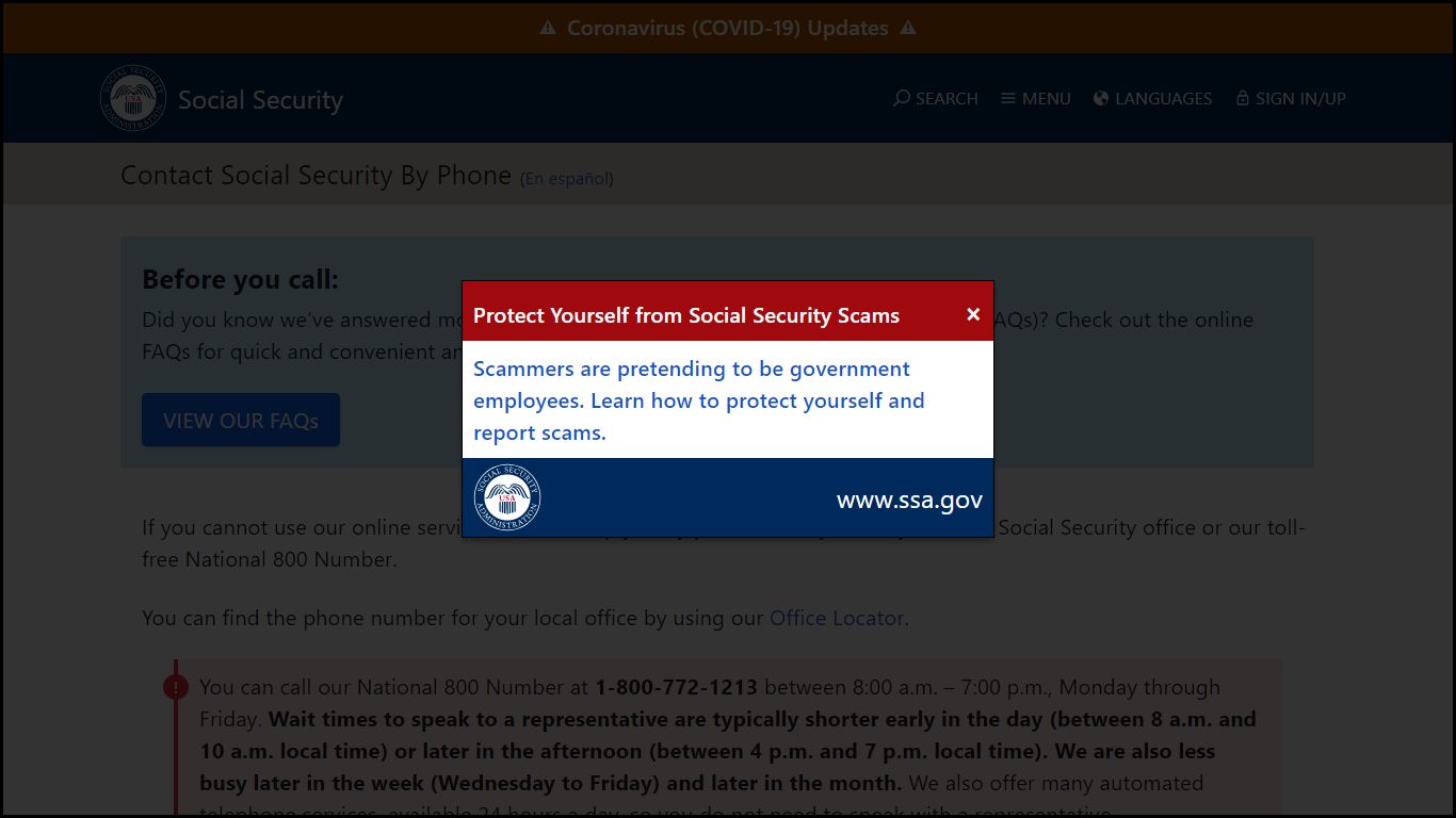 Contact Social Security By Phone | SSA